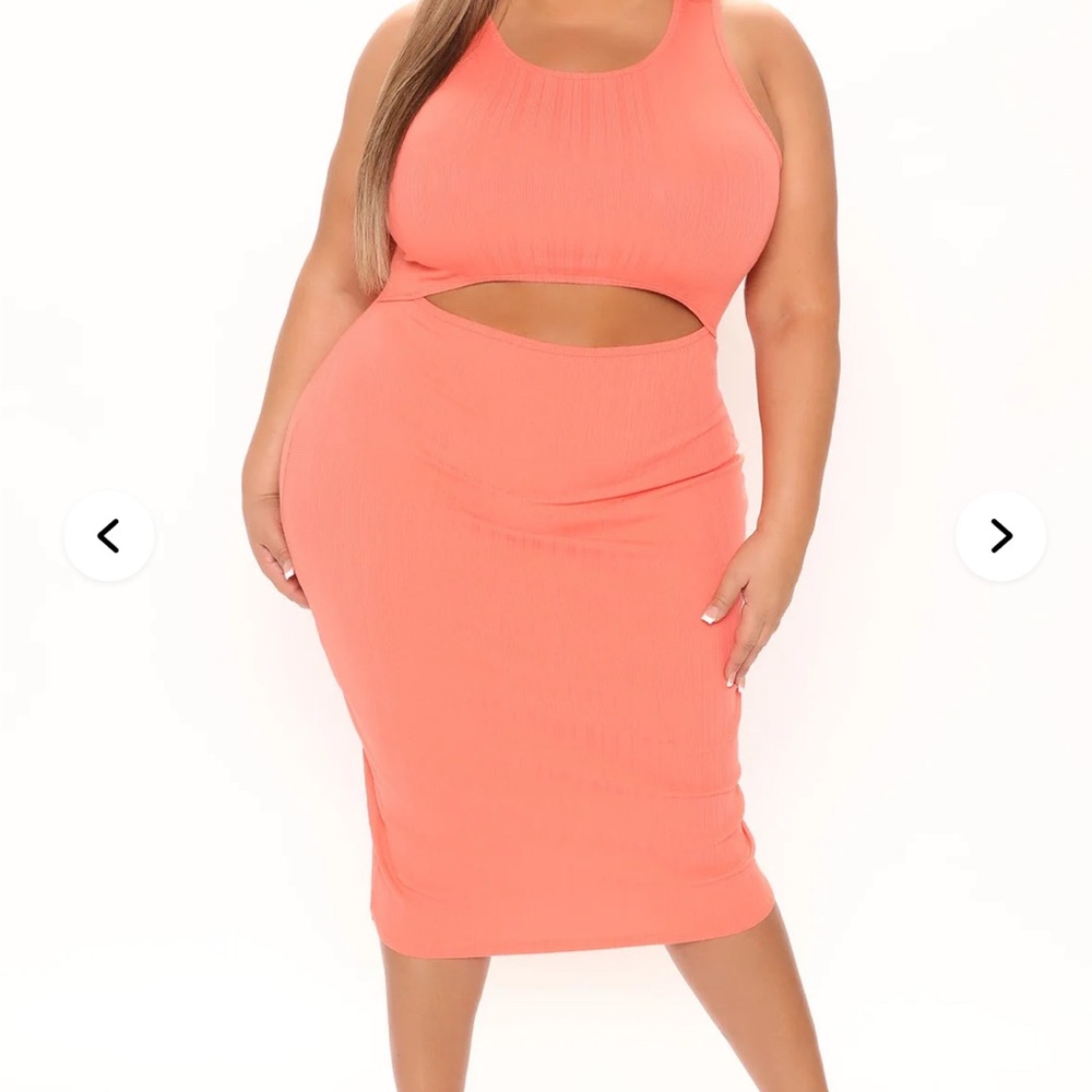 SHEIN CURVE- Best Of Me Midi Dress - Coral